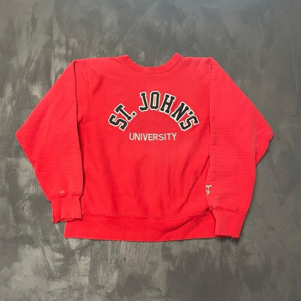 Vintage St‎ Johns University Sweatshirt Mens L Red 90s The Cotton Exchange